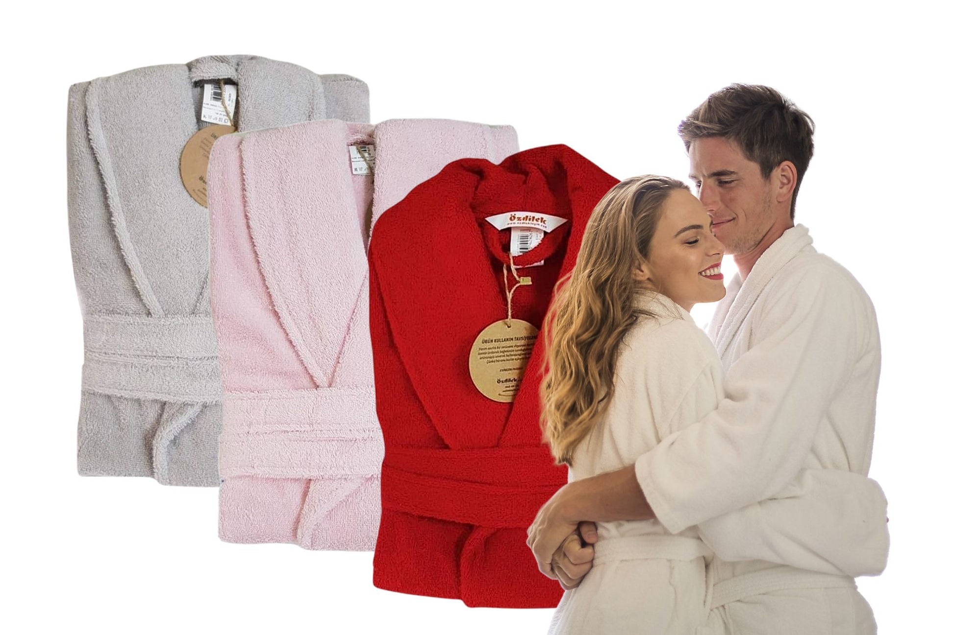 Özdilek Bademantel 'Trendy' mit Schalkragen Saunamantel Sauna Dusche Robe Morgenmantel Hamammantel Unisex