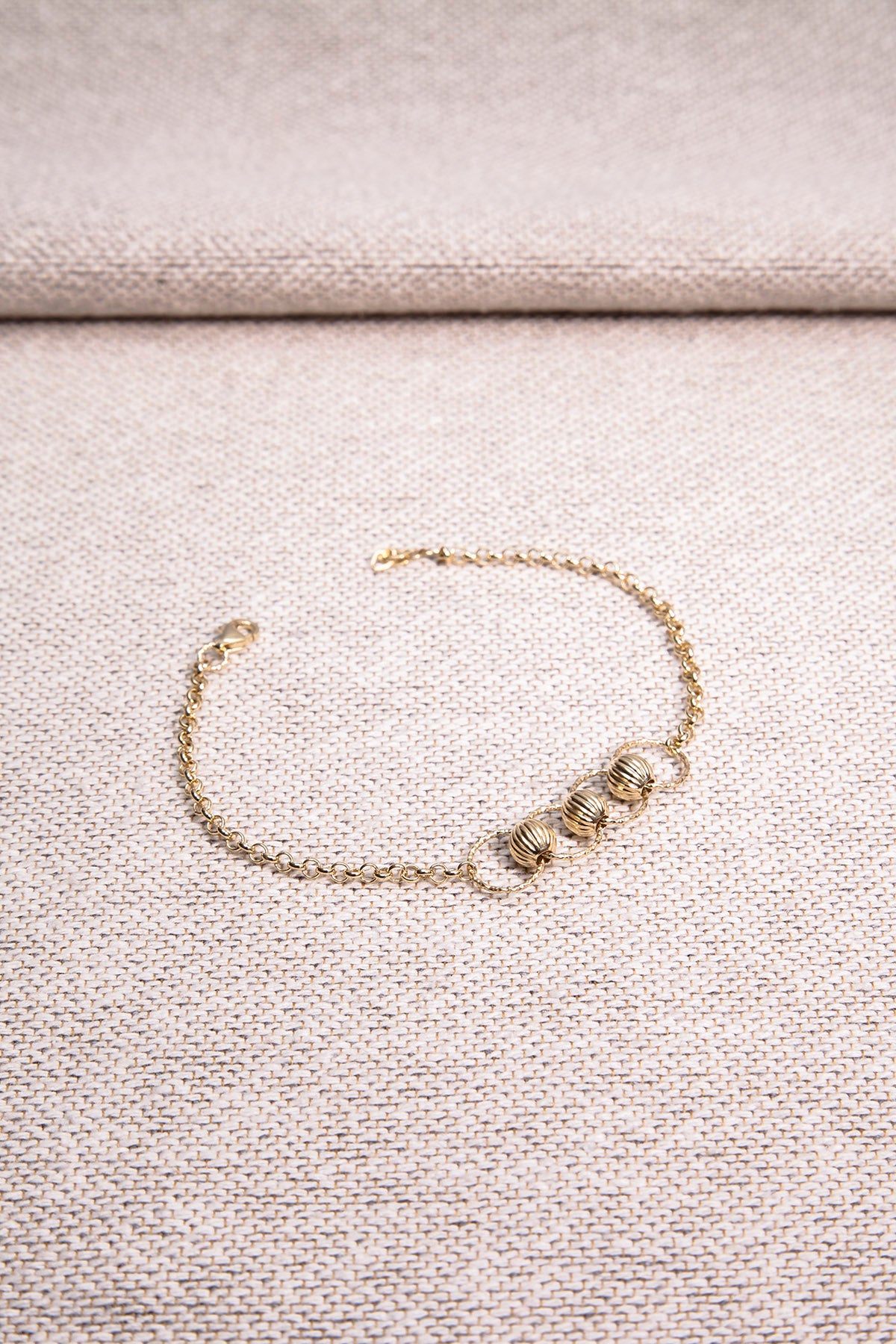 Silber Armband mit Kürbis-Perlen vergoldet