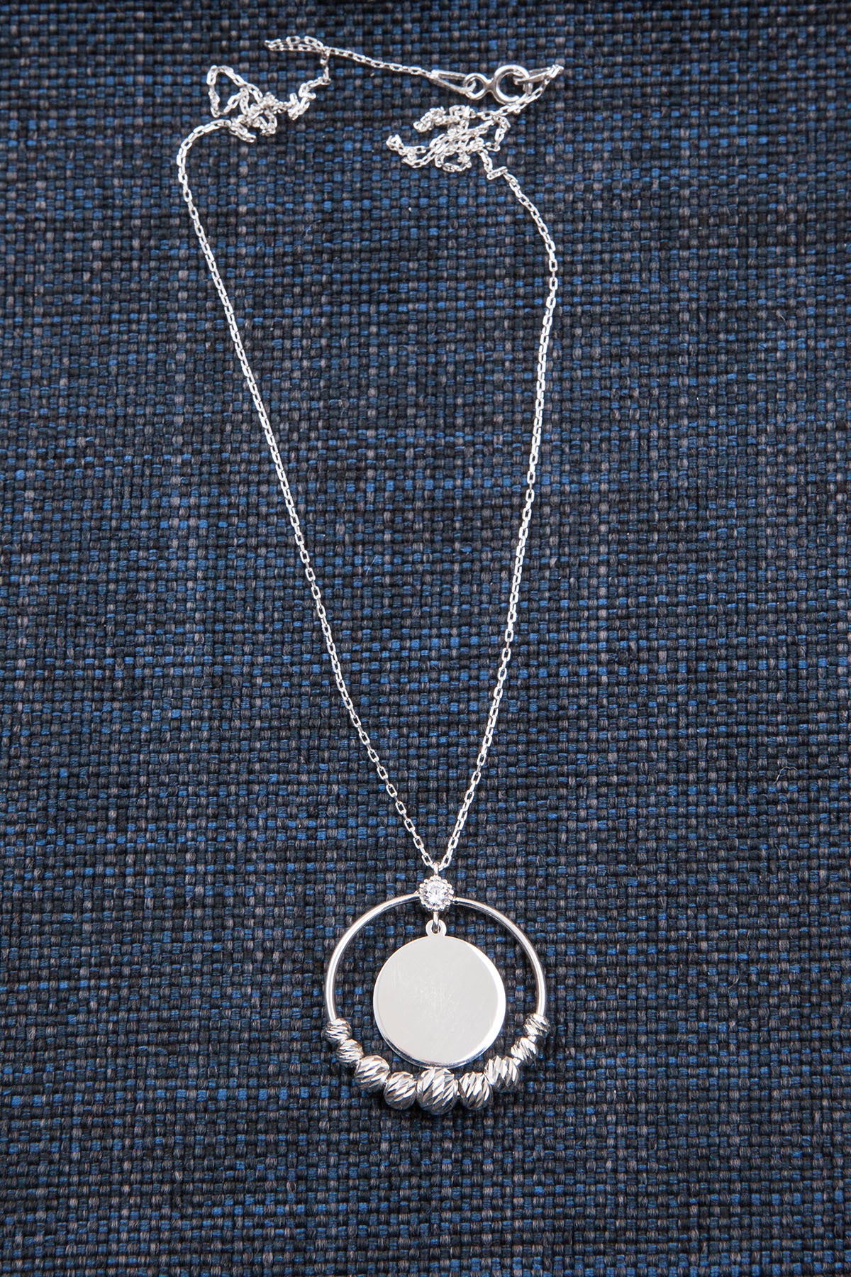 Silber Halskette mit Kreis-Anhänger in Silber & Roségold mit Zirkonium