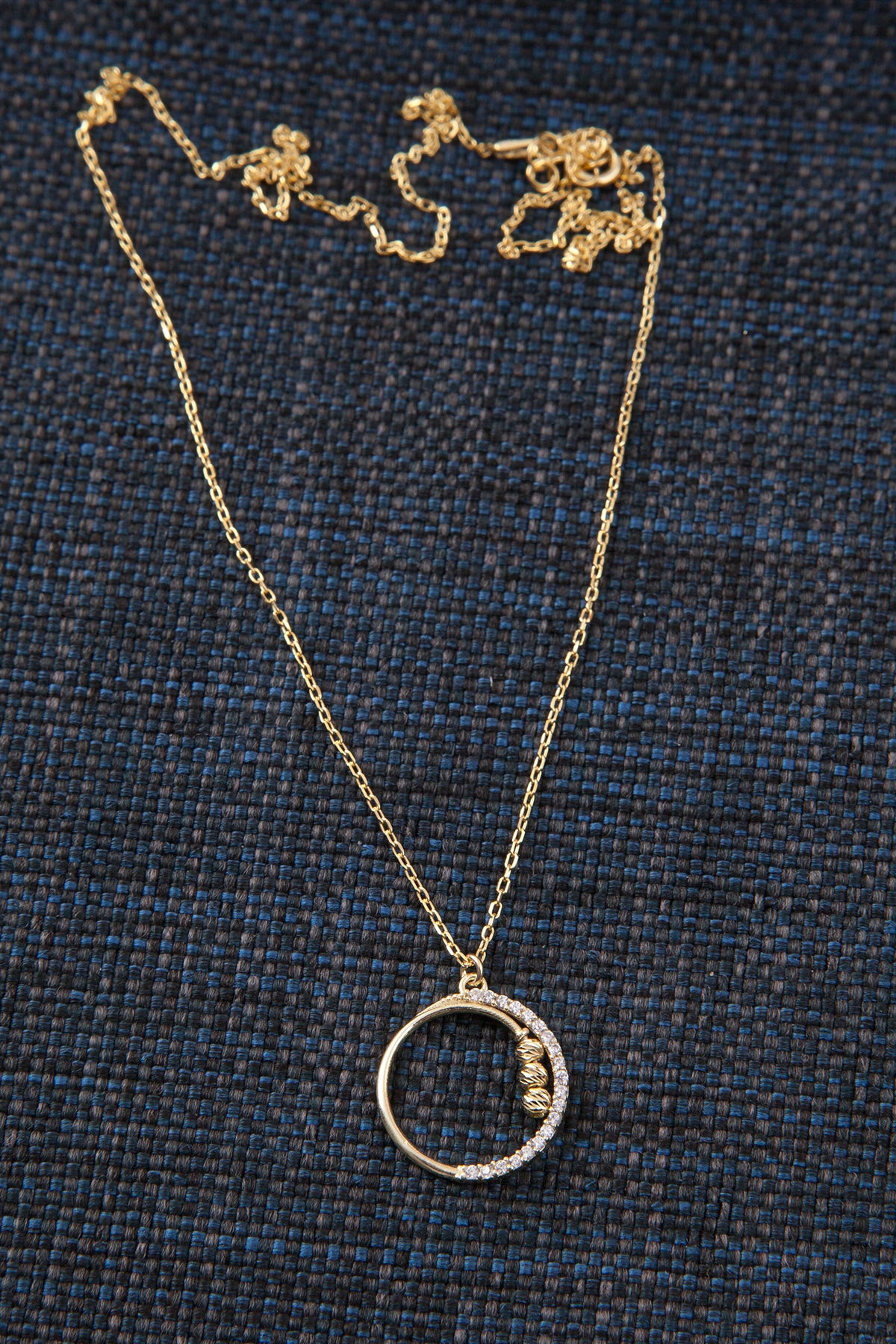 Silber Halskette mit Kreis-Anhänger in Gelbgold  & Roségold mit Zirkonium
