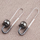 Silber Ohrringe 'Needle' mit schwarzer Perle