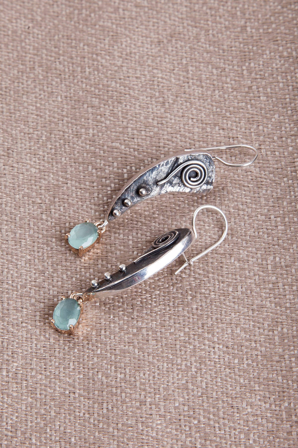 Silber Ohrringe mit Turmalin Edelstein im 'Boho-Design'