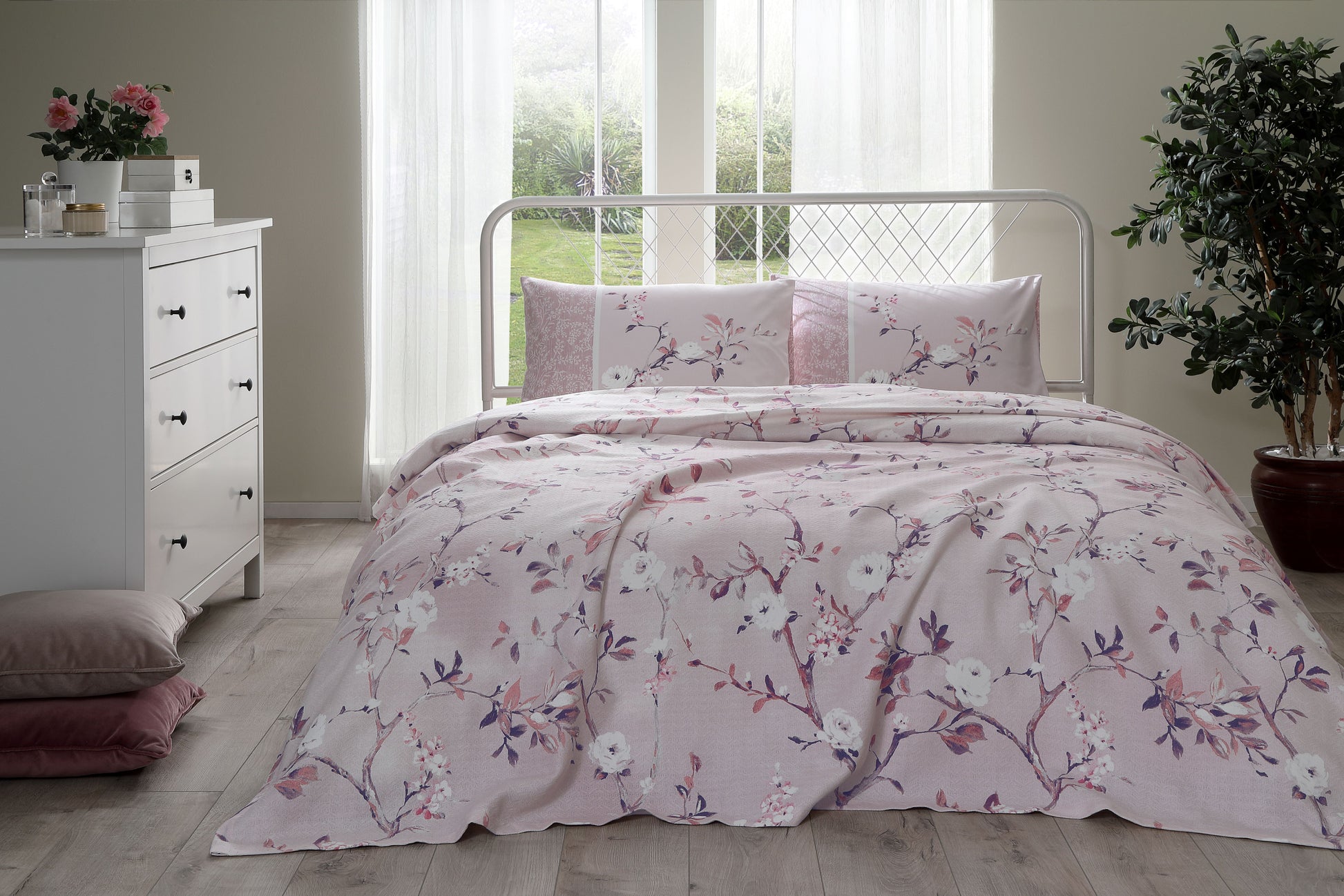Özdilek Bettüberwurf-Set Renforcé 'Ivy Rose' 100% Baumwolle