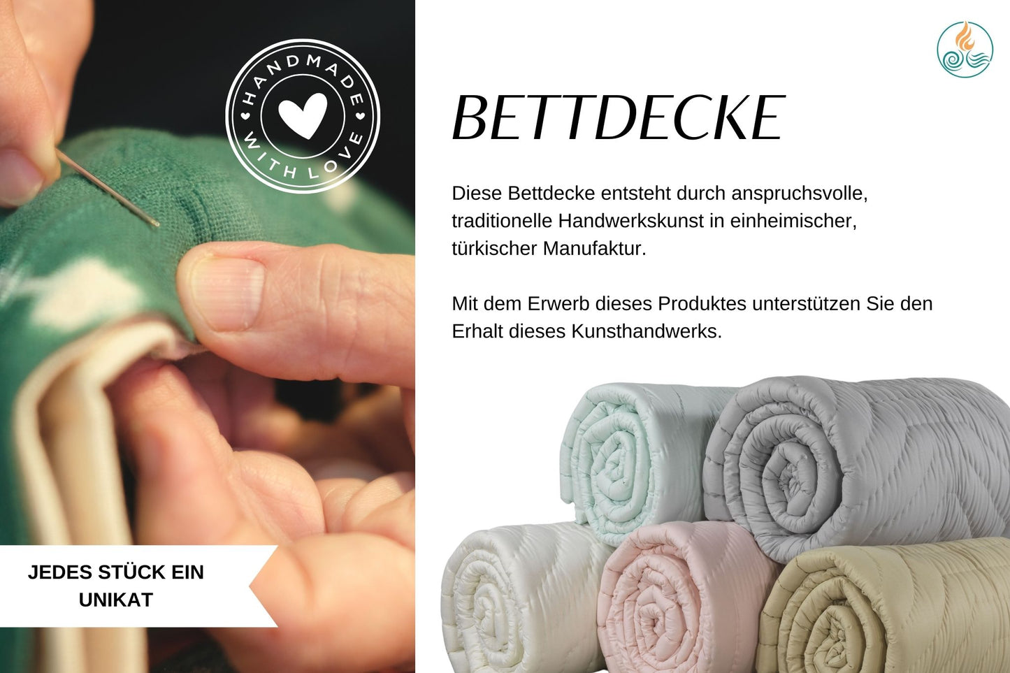 Manufaktur Bettdecke aus Schurwolle und Baumwolle