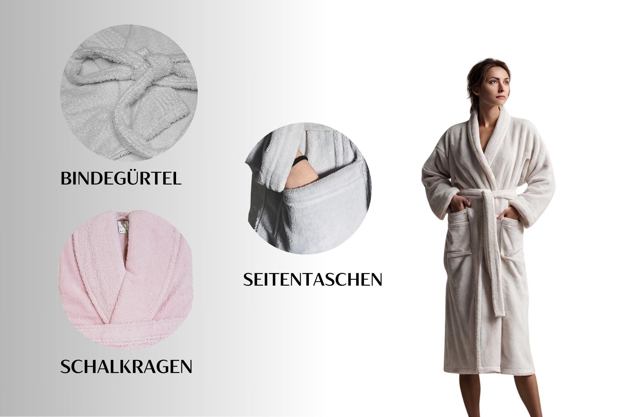 Özdilek Bademantel 'Trendy' mit Schalkragen Saunamantel Sauna Dusche Robe Morgenmantel Hamammantel Unisex