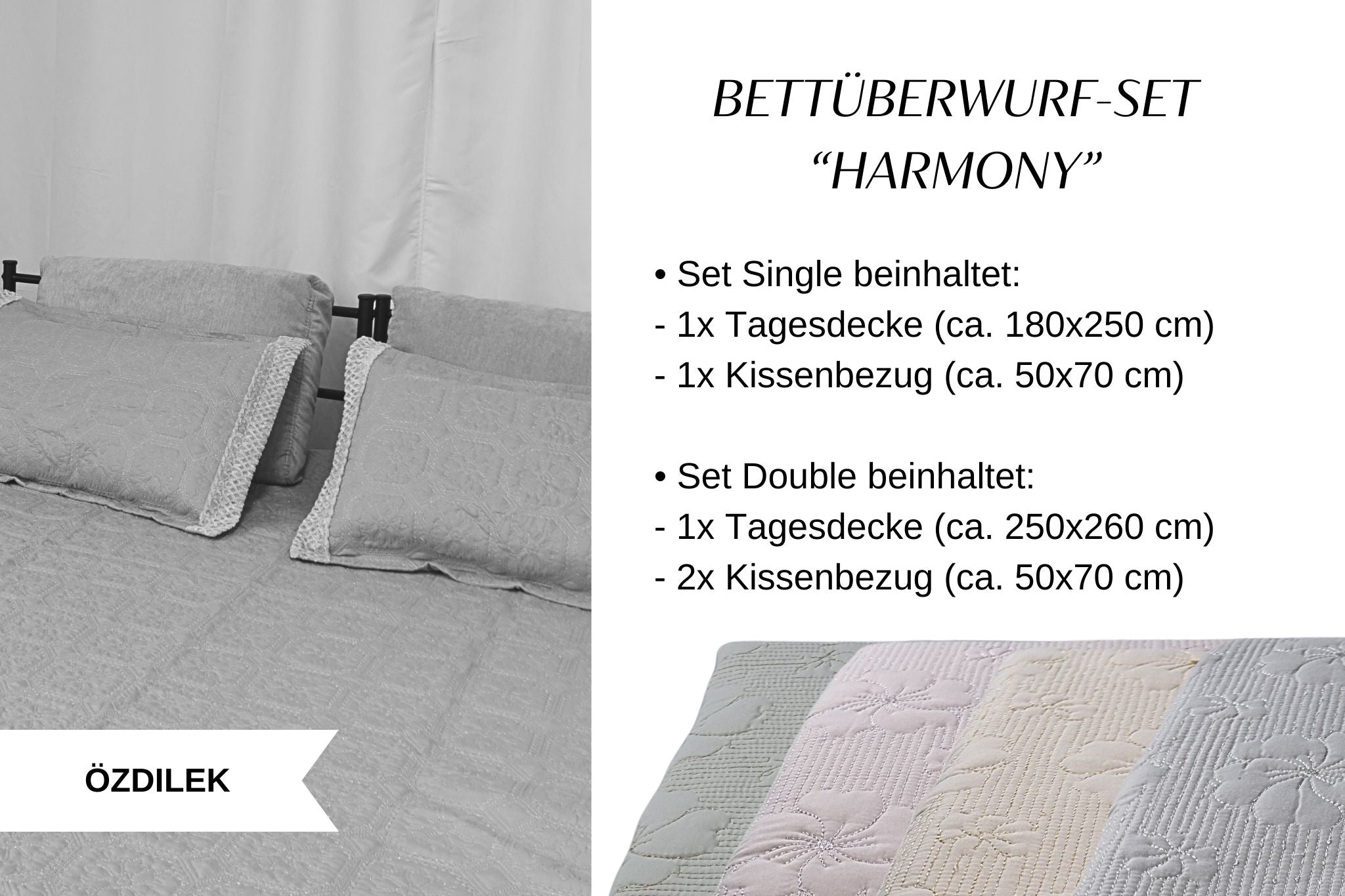 Özdilek bedspread set 'Harmony' in various colours 100% cotton