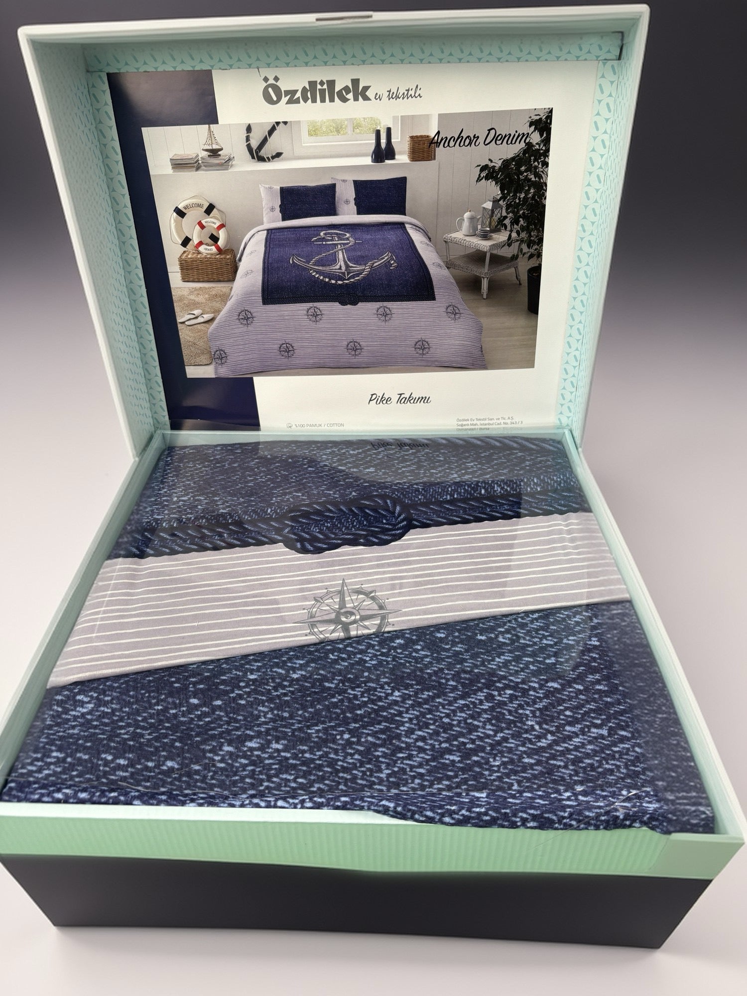 Özdilek Bedspread Set Renforcé 'Anchor Denim' 100% Cotton