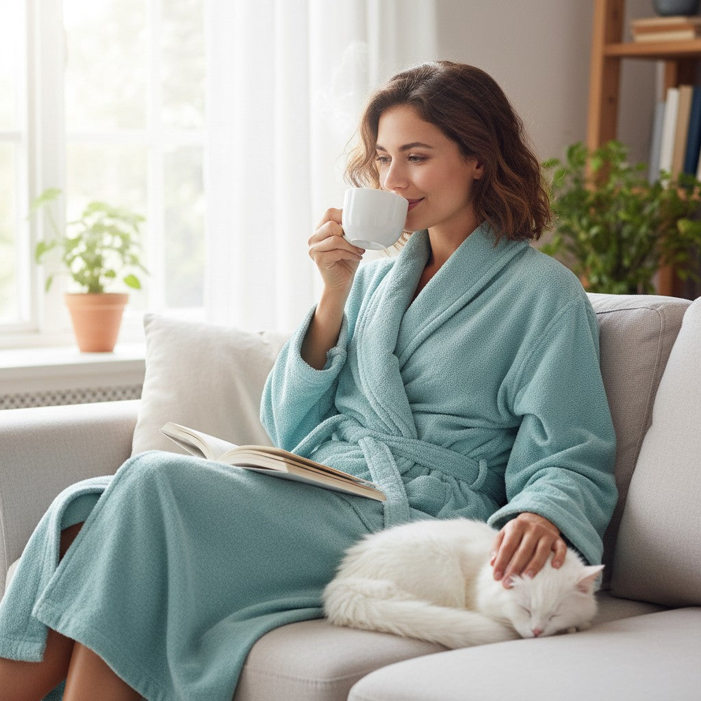 Özdilek Bademantel 'Trendy' mit Schalkragen Saunamantel Sauna Dusche Robe Morgenmantel Hamammantel Unisex