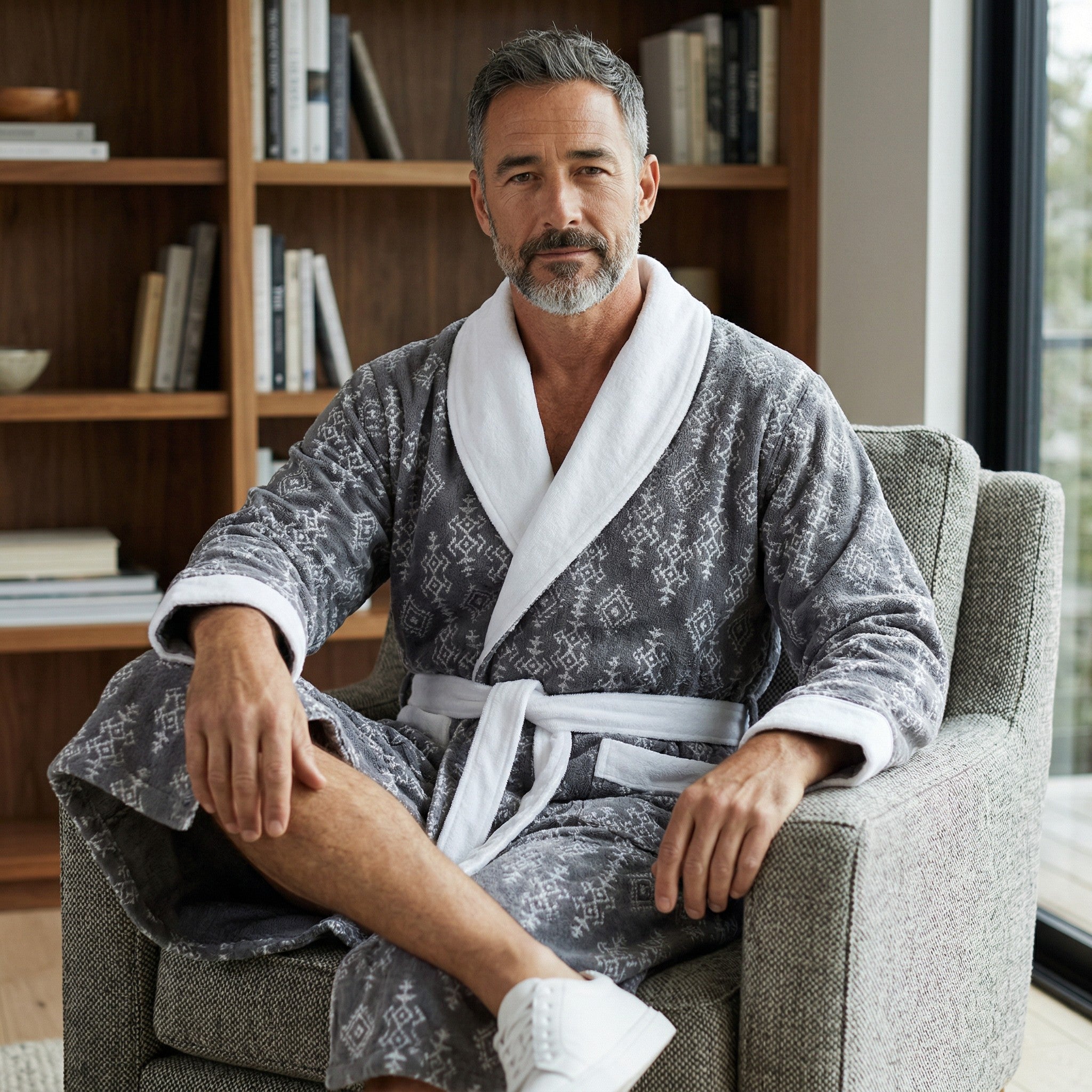 Bademantel „Valley“ mit Schalkragen – 100% Baumwolle, leicht & saugfähig – Damen & Herren Morgenmantel, Saunamantel, Hamam Bademantel, schnelltrocknend