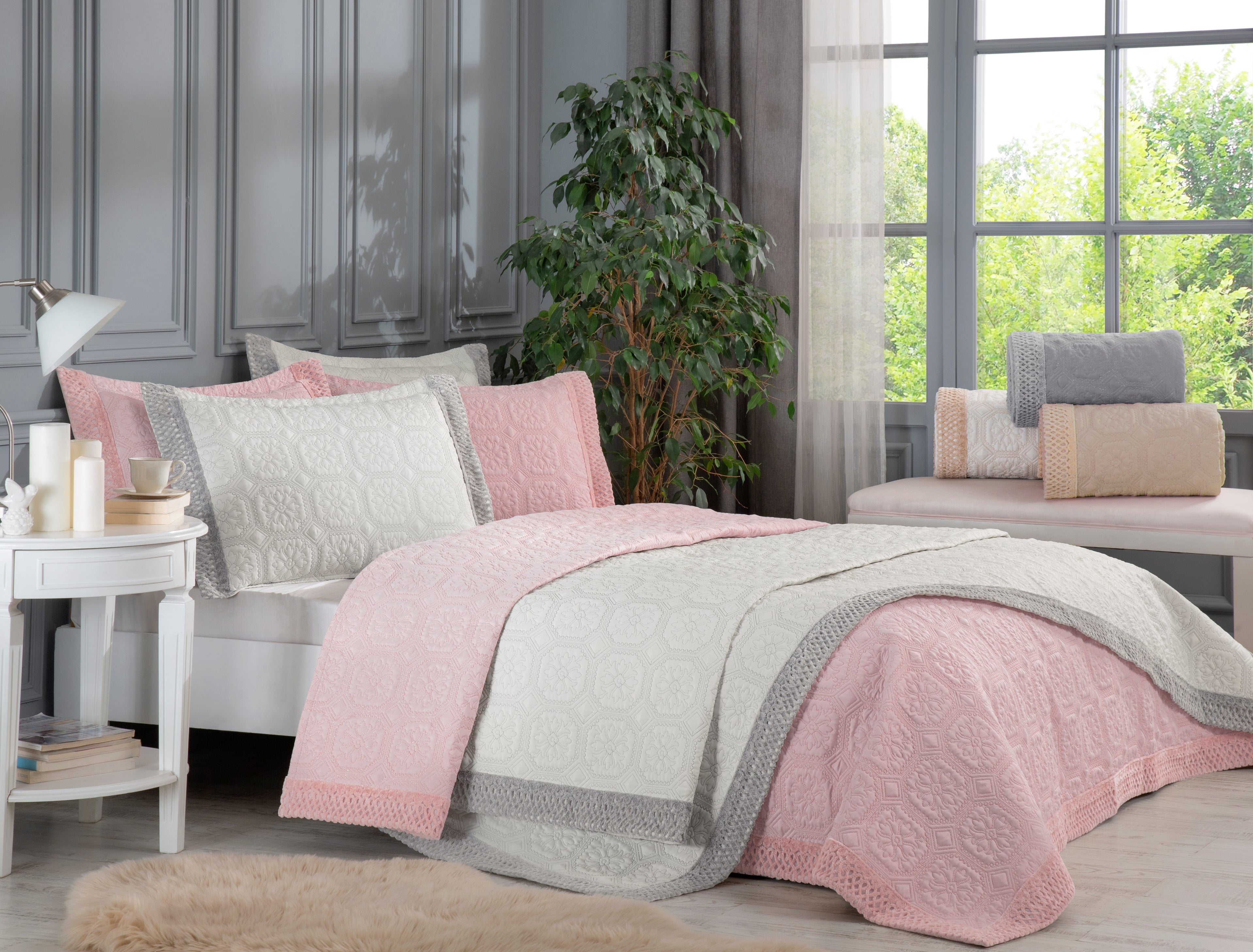 Özdilek bedspread set 'Carmina' in various colours 100% cotton